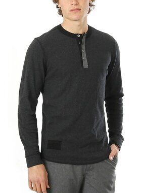 Zimego Charcoal Grey 4 Button Long Sleeve Thermal Henley